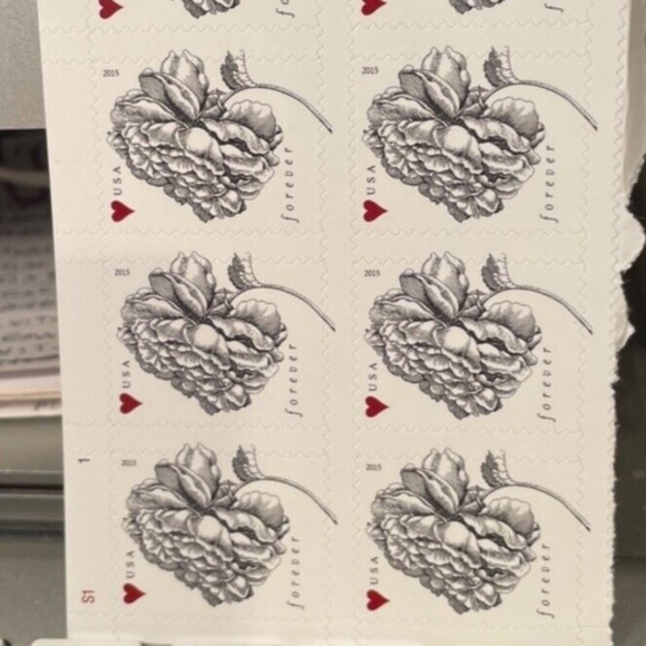 1  Vintage Rose Sheet 20  US   LOVE HEART Romantic Wedding…Unused - Picture 4 of 4